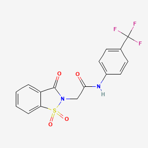 molecular formula C16H11F3N2O4S B2818110 2-(1,1-dioxido-3-oxo-1,2-benzothiazol-2(3H)-yl)-N-[4-(trifluoromethyl)phenyl]acetamide CAS No. 556779-59-0