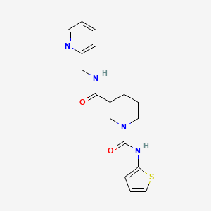 molecular formula C17H20N4O2S B2818111 N3-(pyridin-2-ylmethyl)-N1-(thiophen-2-yl)piperidine-1,3-dicarboxamide CAS No. 1226434-14-5
