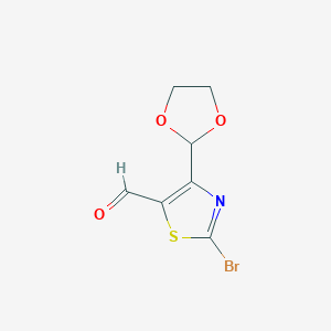 molecular formula C7H6BrNO3S B2818112 2-Bromo-4-(1,3-dioxolan-2-yl)-1,3-thiazole-5-carbaldehyde CAS No. 2174007-96-4