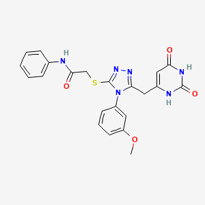 molecular formula C22H20N6O4S B2818120 2-[[5-[(2,4-dioxo-1H-pyrimidin-6-yl)methyl]-4-(3-methoxyphenyl)-1,2,4-triazol-3-yl]sulfanyl]-N-phenylacetamide CAS No. 852048-86-3