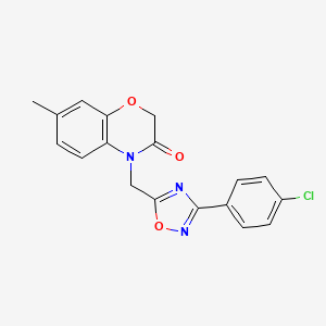 molecular formula C18H14ClN3O3 B2818123 4-((3-(4-chlorophenyl)-1,2,4-oxadiazol-5-yl)methyl)-7-methyl-2H-benzo[b][1,4]oxazin-3(4H)-one CAS No. 1105229-06-8