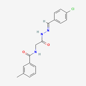 molecular formula C17H16ClN3O2 B2818133 N-(2-(2-(4-氯苯甲亚甲基)肼基)-2-氧代乙基)-3-甲基苯甙胺 CAS No. 391877-61-5