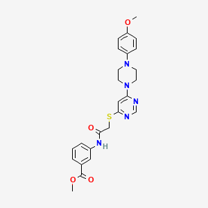 molecular formula C25H27N5O4S B2818135 甲酸甲酯 3-(2-((6-(4-(4-甲氧基苯基)哌嗪-1-基)嘧啶-4-基硫代)乙酰胺基)苯甲酸酯 CAS No. 1251699-33-8