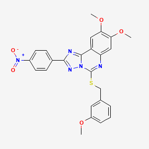 molecular formula C25H21N5O5S B2818144 8,9-Dimethoxy-5-[(3-methoxybenzyl)thio]-2-(4-nitrophenyl)[1,2,4]triazolo[1,5-c]quinazoline CAS No. 902434-42-8