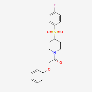 molecular formula C20H22FNO4S B2818145 1-(4-((4-Fluorophenyl)sulfonyl)piperidin-1-yl)-2-(o-tolyloxy)ethanone CAS No. 1797080-11-5