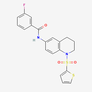 3-fluoro-N-(1-thiophen-2-ylsulfonyl-3,4-dihydro-2H-quinolin-6-yl)benzamide