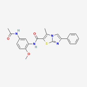 molecular formula C22H20N4O3S B2818165 N-(5-乙酰氨基-2-甲氧基苯基)-3-甲基-6-苯基咪唑并[2,1-b]噻唑-2-羧酰胺 CAS No. 852133-72-3