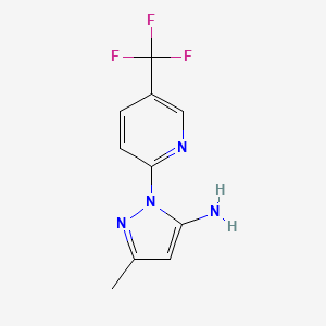 molecular formula C10H9F3N4 B2818169 3-methyl-1-[5-(trifluoromethyl)pyridin-2-yl]-1H-pyrazol-5-amine CAS No. 926234-78-8