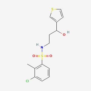molecular formula C14H16ClNO3S2 B2818173 3-chloro-N-(3-hydroxy-3-(thiophen-3-yl)propyl)-2-methylbenzenesulfonamide CAS No. 2034299-65-3