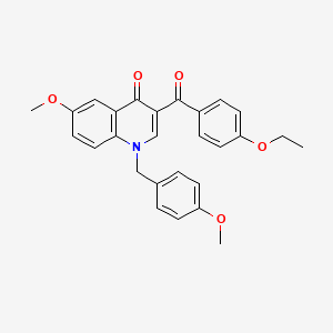 molecular formula C27H25NO5 B2818175 3-(4-ethoxybenzoyl)-6-methoxy-1-[(4-methoxyphenyl)methyl]-1,4-dihydroquinolin-4-one CAS No. 866339-75-5