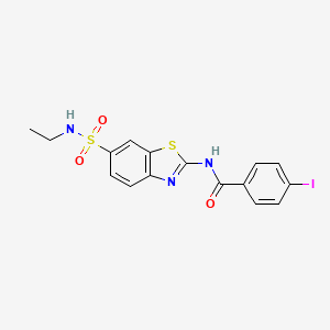 molecular formula C16H14IN3O3S2 B2818176 N-[6-(ethylsulfamoyl)-1,3-benzothiazol-2-yl]-4-iodobenzamide CAS No. 881219-88-1