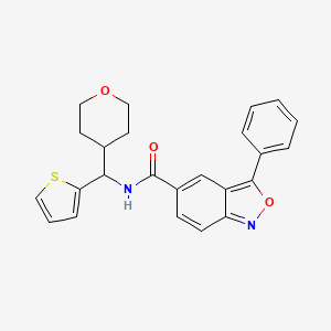 molecular formula C24H22N2O3S B2818177 N-[(oxan-4-yl)(thiophen-2-yl)methyl]-3-phenyl-2,1-benzoxazole-5-carboxamide CAS No. 2097921-13-4