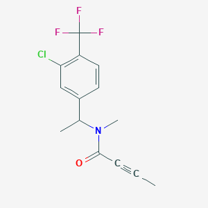 molecular formula C14H13ClF3NO B2818179 N-[1-[3-Chloro-4-(trifluoromethyl)phenyl]ethyl]-N-methylbut-2-ynamide CAS No. 2411289-92-2