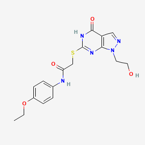 molecular formula C17H19N5O4S B2818180 N-(4-ethoxyphenyl)-2-((1-(2-hydroxyethyl)-4-oxo-4,5-dihydro-1H-pyrazolo[3,4-d]pyrimidin-6-yl)thio)acetamide CAS No. 946332-56-5