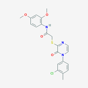 molecular formula C21H20ClN3O4S B2818184 2-((4-(3-chloro-4-methylphenyl)-3-oxo-3,4-dihydropyrazin-2-yl)thio)-N-(2,4-dimethoxyphenyl)acetamide CAS No. 899758-90-8