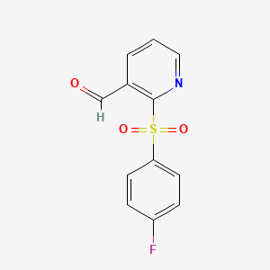 molecular formula C12H8FNO3S B2818191 2-((4-Fluorophenyl)sulfonyl)nicotinaldehyde CAS No. 1140506-56-4