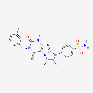 molecular formula C24H24N6O4S B2818192 4-{1,6,7-三甲基-3-[(3-甲基苯基)甲基]-2,4-二氧代-1,3,5-三氢-4-咪唑啉[1,2-h]嘧啶-8-基}苯磺酰胺 CAS No. 938915-71-0