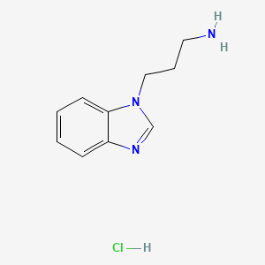 molecular formula C10H14ClN3 B2818200 3-(1H-Benzimidazol-1-yl)propylamine hydrochloride CAS No. 1048649-78-0; 73866-15-6