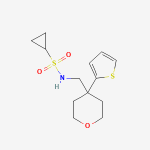 N-((4-(thiophen-2-yl)tetrahydro-2H-pyran-4-yl)methyl)cyclopropanesulfonamide