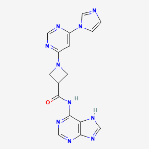 molecular formula C16H14N10O B2818206 1-(6-(1H-imidazol-1-yl)pyrimidin-4-yl)-N-(9H-purin-6-yl)azetidine-3-carboxamide CAS No. 2034230-27-6