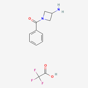 molecular formula C12H13F3N2O3 B2818209 1-Benzoylazetidin-3-amine; trifluoroacetic acid CAS No. 2406235-18-3