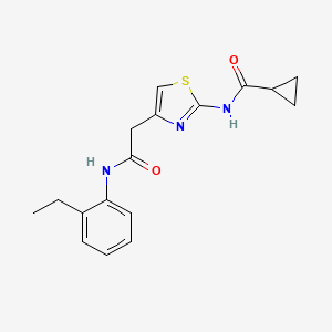 molecular formula C17H19N3O2S B2818213 N-(4-(2-((2-ethylphenyl)amino)-2-oxoethyl)thiazol-2-yl)cyclopropanecarboxamide CAS No. 921845-04-7