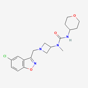 molecular formula C18H23ClN4O3 B2818217 1-[1-[(5-Chloro-1,2-benzoxazol-3-yl)methyl]azetidin-3-yl]-1-methyl-3-(oxan-4-yl)urea CAS No. 2380096-55-7