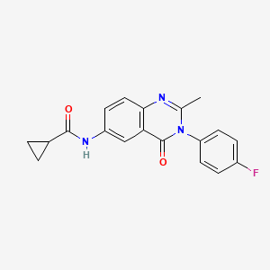 molecular formula C19H16FN3O2 B2818220 N-(3-(4-氟苯基)-2-甲基-4-氧代-3,4-二氢喹唑啉-6-基)环丙烷甲酰胺 CAS No. 1105237-20-4