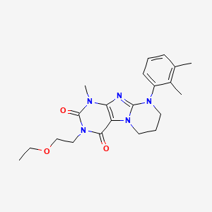 molecular formula C21H27N5O3 B2818231 9-(2,3-dimethylphenyl)-3-(2-ethoxyethyl)-1-methyl-6,7,8,9-tetrahydropyrimido[2,1-f]purine-2,4(1H,3H)-dione CAS No. 923481-74-7