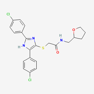 2-{[2,5-bis(4-chlorophenyl)-1H-imidazol-4-yl]thio}-N-(tetrahydrofuran-2-ylmethyl)acetamide
