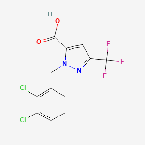 molecular formula C12H7Cl2F3N2O2 B2818236 1-(2,3-Dichlorobenzyl)-3-(trifluoromethyl)-1H-pyrazole-5-carboxylic acid CAS No. 1946817-30-6