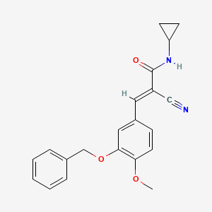 molecular formula C21H20N2O3 B2818244 (E)-2-cyano-N-cyclopropyl-3-(4-methoxy-3-phenylmethoxyphenyl)prop-2-enamide CAS No. 573966-91-3