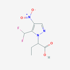 molecular formula C8H9F2N3O4 B2818246 2-[5-(Difluoromethyl)-4-nitropyrazol-1-yl]butanoic acid CAS No. 1946823-29-5