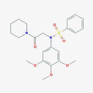 molecular formula C22H28N2O6S B281825 N-[2-oxo-2-(1-piperidinyl)ethyl]-N-(3,4,5-trimethoxyphenyl)benzenesulfonamide 