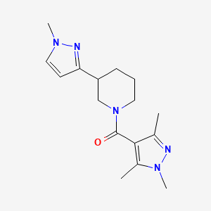 molecular formula C16H23N5O B2818256 (3-(1-methyl-1H-pyrazol-3-yl)piperidin-1-yl)(1,3,5-trimethyl-1H-pyrazol-4-yl)methanone CAS No. 2034556-98-2