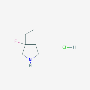 molecular formula C6H13ClFN B2818270 3-乙基-3-氟吡咯烷；盐酸盐 CAS No. 2241141-61-5