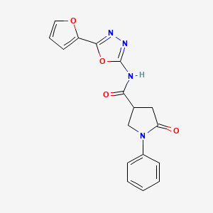 N-(5-(furan-2-yl)-1,3,4-oxadiazol-2-yl)-5-oxo-1-phenylpyrrolidine-3-carboxamide