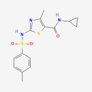 molecular formula C15H17N3O3S2 B2818289 N-环丙基-4-甲基-2-(4-甲基苯基磺酰胺基)噻唑-5-羧酰胺 CAS No. 942004-20-8