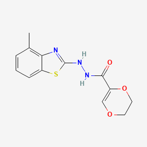 molecular formula C13H13N3O3S B2818296 N'-(4-methylbenzo[d]thiazol-2-yl)-5,6-dihydro-1,4-dioxine-2-carbohydrazide CAS No. 851978-16-0