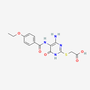 molecular formula C15H16N4O5S B2818300 2-((4-Amino-5-(4-ethoxybenzamido)-6-oxo-1,6-dihydropyrimidin-2-yl)thio)acetic acid CAS No. 888420-45-9