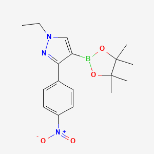 molecular formula C17H22BN3O4 B2818301 1-ethyl-3-(4-nitrophenyl)-4-(4,4,5,5-tetramethyl-1,3,2-dioxaborolan-2-yl)-1H-pyrazole CAS No. 942920-11-8
