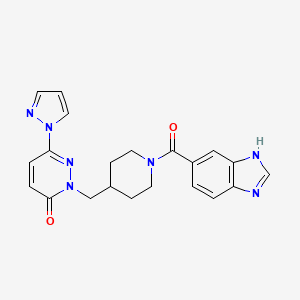 molecular formula C21H21N7O2 B2818302 2-{[1-(1H-1,3-benzodiazole-5-carbonyl)piperidin-4-yl]methyl}-6-(1H-pyrazol-1-yl)-2,3-dihydropyridazin-3-one CAS No. 2097895-01-5