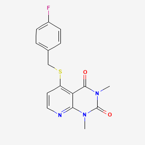 molecular formula C16H14FN3O2S B2818306 5-[(4-Fluorophenyl)methylsulfanyl]-1,3-dimethylpyrido[2,3-d]pyrimidine-2,4-dione CAS No. 899732-42-4