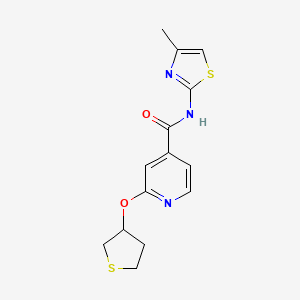 molecular formula C14H15N3O2S2 B2818318 N-(4-methylthiazol-2-yl)-2-((tetrahydrothiophen-3-yl)oxy)isonicotinamide CAS No. 2034239-73-9