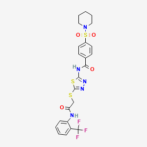 N-(5-((2-oxo-2-((2-(trifluoromethyl)phenyl)amino)ethyl)thio)-1,3,4-thiadiazol-2-yl)-4-(piperidin-1-ylsulfonyl)benzamide