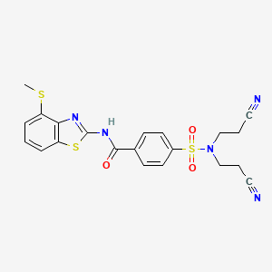 molecular formula C21H19N5O3S3 B2818322 4-(N,N-bis(2-cyanoethyl)sulfamoyl)-N-(4-(methylthio)benzo[d]thiazol-2-yl)benzamide CAS No. 899941-75-4