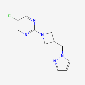 molecular formula C11H12ClN5 B2818329 5-chloro-2-{3-[(1H-pyrazol-1-yl)methyl]azetidin-1-yl}pyrimidine CAS No. 2319723-07-2