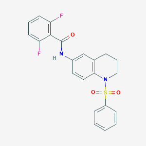 molecular formula C22H18F2N2O3S B2818342 2,6-difluoro-N-(1-(phenylsulfonyl)-1,2,3,4-tetrahydroquinolin-6-yl)benzamide CAS No. 941916-04-7