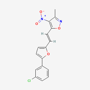 molecular formula C16H11ClN2O4 B2818344 5-[(E)-2-[5-(3-氯苯基)呋喃-2-基]乙烯基]-3-甲基-4-硝基-1,2-噁唑 CAS No. 338785-43-6