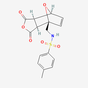 molecular formula C16H15NO6S B2818351 N-{[(1R,2S,6R,7S)-3,5-二氧代-4,10-二氧杂三环[5.2.1.0^{2,6}]癸-8-烯-1-基]甲基}-4-甲基苯基-1-磺酰胺 CAS No. 1418113-78-6